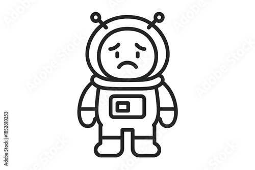 Sad Astronaut Icon on Gradient Background