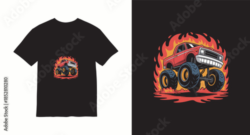 Monster truck vector t-shirt design