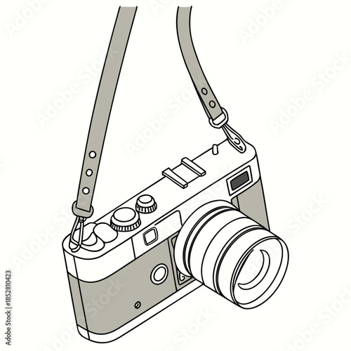 Classic camera with leather strap