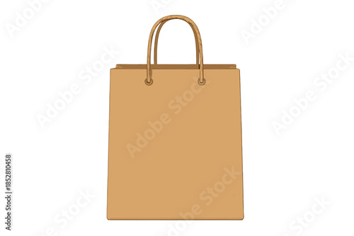 Plain brown paper shopping bag with rope handles