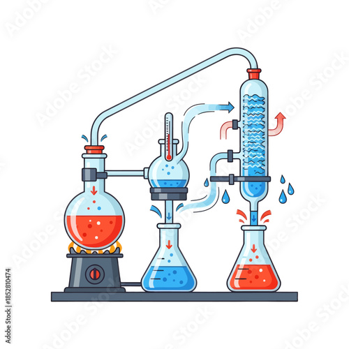 Complex scientific laboratory apparatus for chemical and physical experiments with interconnected