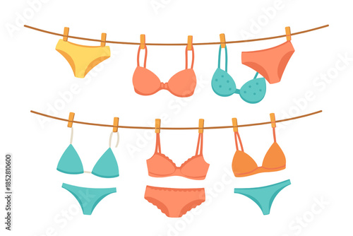Lingerie drying on a clothesline