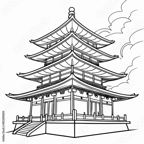 Traditional asian pagoda with multiple tiers
