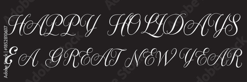 
Happy Holidays Modern Handwritten Typography Banner. Modern holiday greeting banner with handwritten white lettering and decorative stars on a dark background, suitable for festive seasonal 
EPS10/AI