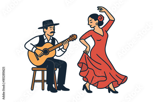 Flamenco guitar player and dancer
