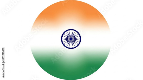 Indian National Flag Circular Design Ashoka Chakra Isolated on White