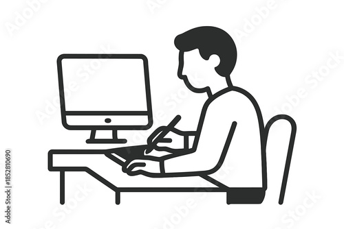 Person working on a computer with a stylus