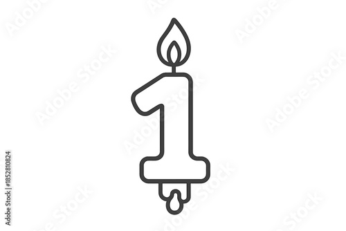Number 1 Candle Outline With Flame