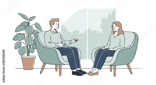 Therapist and Patient Engaged in Counseling Session.