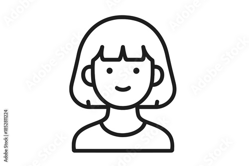 Simple line art icon of a person with short hair