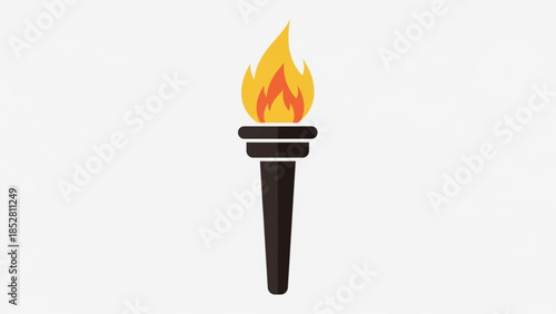 Torch Burning Flat Design Vector Illustration Isolated on White Background Symbolizing Victory