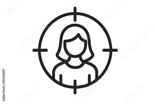 Targeting a woman icon on a dark gradient background
