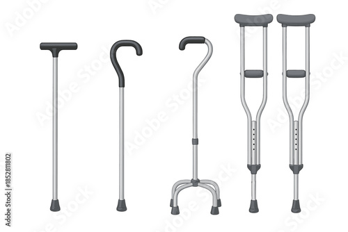 Collection of mobility aids on a gradient background