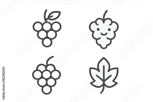 Grape Icons and Leaf Set