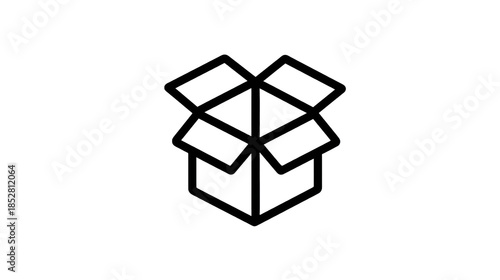 Abstract open box icon with transparent background for creative applications