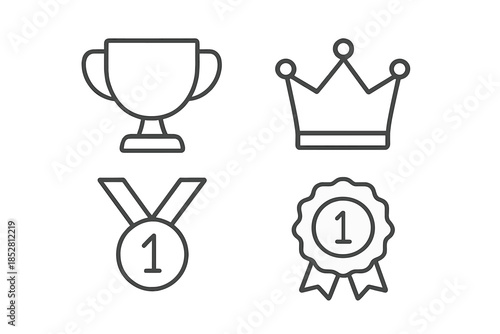 Collection of outline icons representing success and achievement