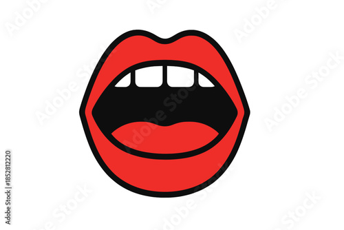 Graphic of bright red lips open in a scream