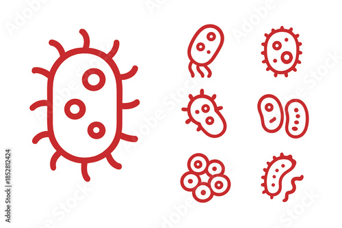 Red virus and bacteria icons glowing on a gradient background