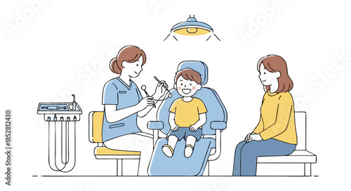Dental Checkup Procedure with Dentist and Patient.