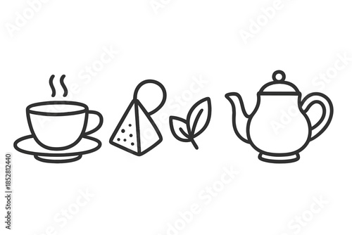 Tea icons on grey background