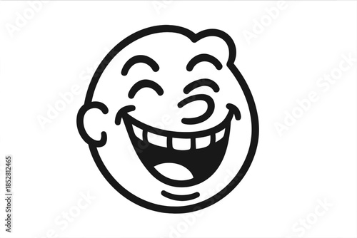Laughing Face Emoji Icon with Shadow