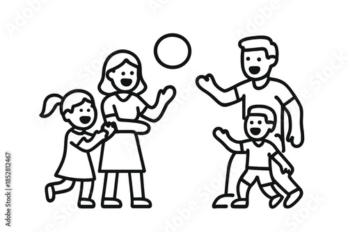 Happy Family Playing Ball