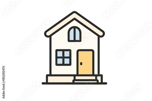 Stylized house icon on a gray background