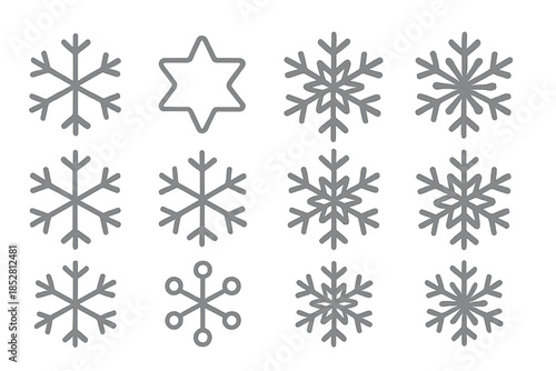 Collection of Snowflake Graphics on Dark Background