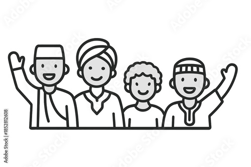 Muslim Family Waving