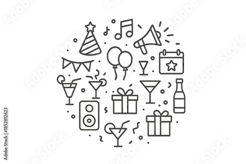 Celebration Party Icons Circle