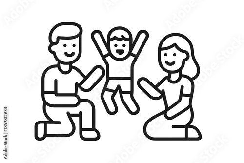 Happy family playing with child