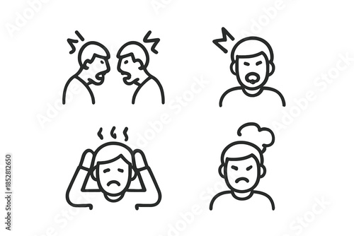 Icons representing negative emotions and conflict