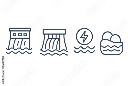 Hydroelectric power icons