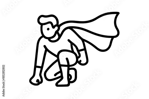 Superhero Crouching with Cape