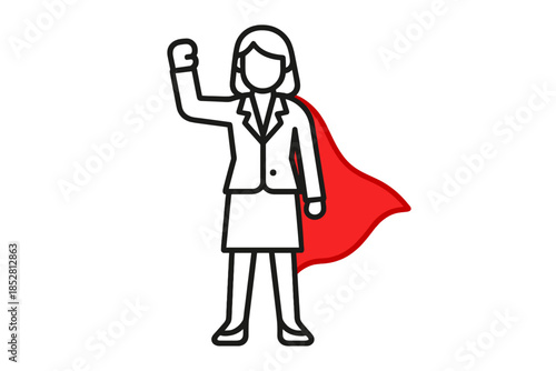 Superwoman in business suit with red cape