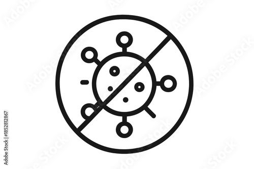 Stop virus icon with a circle and diagonal line