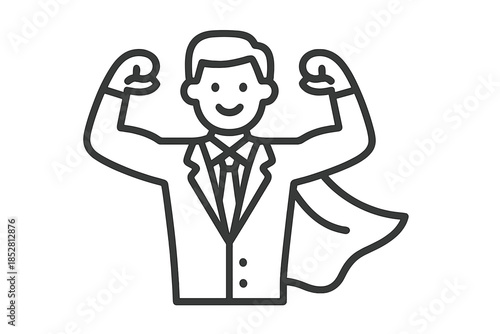 Businessman with Cape Flexing Muscles Icon