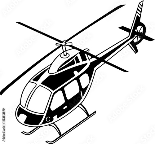 Stylized Helicopter in Aerial View