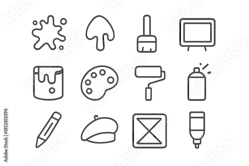 Creative art icons on a gradient background