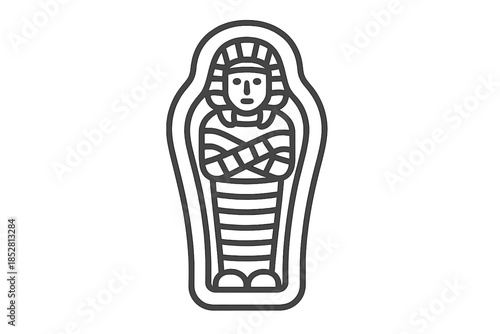 Egyptian sarcophagus outline on gradient background