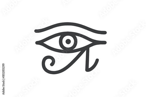 Egyptian Eye of Horus symbol on grey gradient background