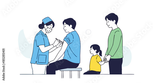 Medical Professional Assisting Child Patient in Clinic.