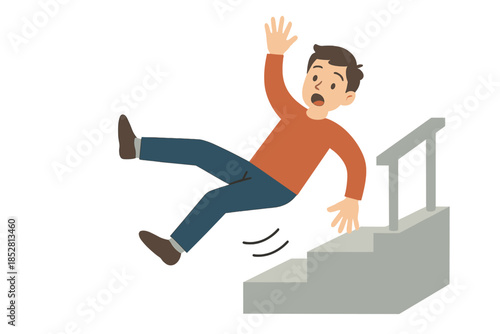 Man falling down stairs