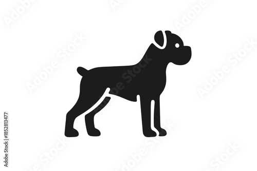 Black Boxer Dog Silhouette Icon