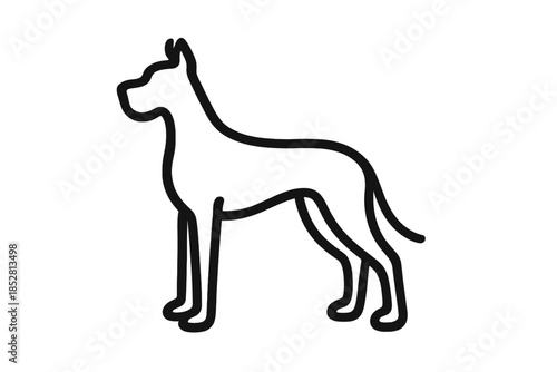 Minimalist outline of a Great Dane dog against a gradient background