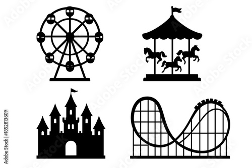 Amusement Park Icons Silhouette