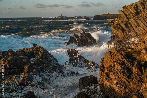 Sunrise at Rhoscolyn with rough seas Anglesey North wales