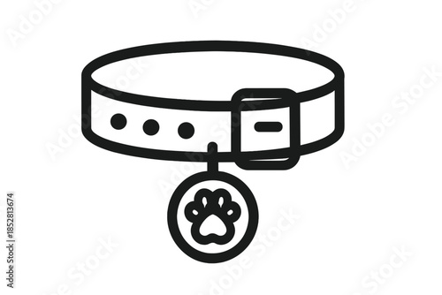 Pet Collar with Paw Print Charm Icon