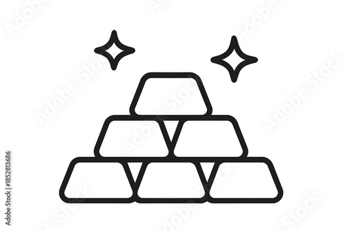 Stack of gold bars with sparkling stars icon