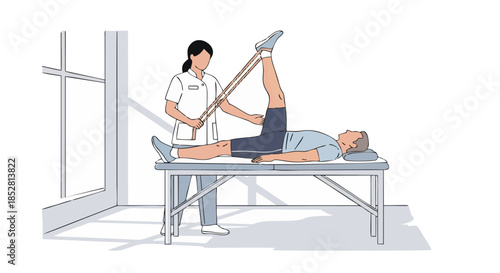Medical Professional Performing Physical Therapy on Patient.